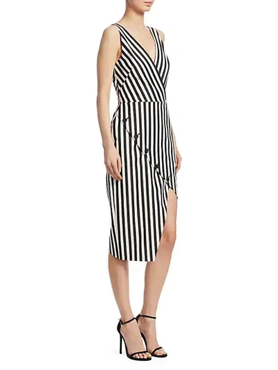Shop Altuzarra Marceau Striped Asymmetrical Dress In Black White