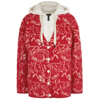 Shop Moncler Genius Grenoble Red Wool-blend Cardigan