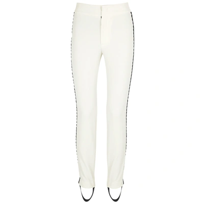 Shop Moncler White Striped Twill Trousers In Cream