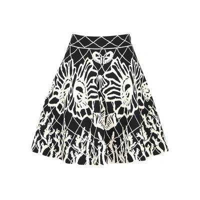 Shop Alexander Mcqueen Spine Shell Jacquard-knit Skirt In Black
