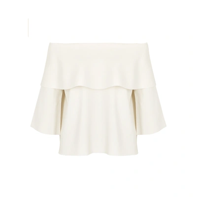 Shop Stella Mccartney Ivory Off-the-shoulder Stretch-jersey Top