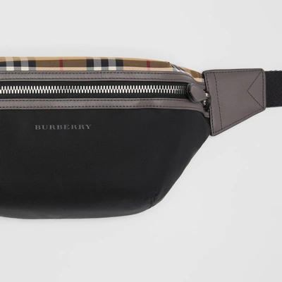 Shop Burberry Medium Vintage Check And Nylon Bum Bag In Black