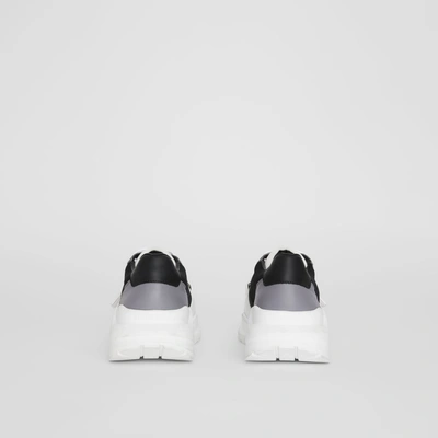 Shop Burberry Suede, Neoprene And Leather Trainers In Black