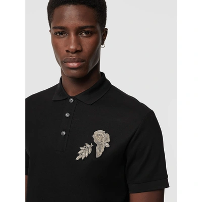 Shop Burberry Bullion Floral Cotton Piqué Polo Shirt In Black