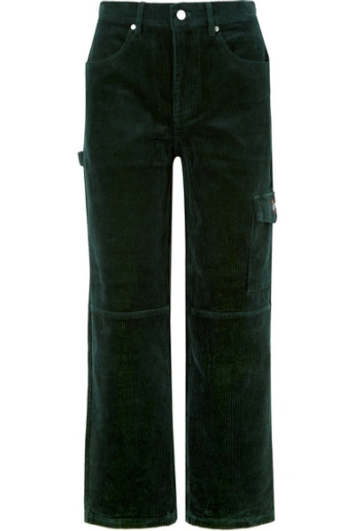 Shop Kith Rya Cotton-corduroy Boyfriend Pants In Forest Green