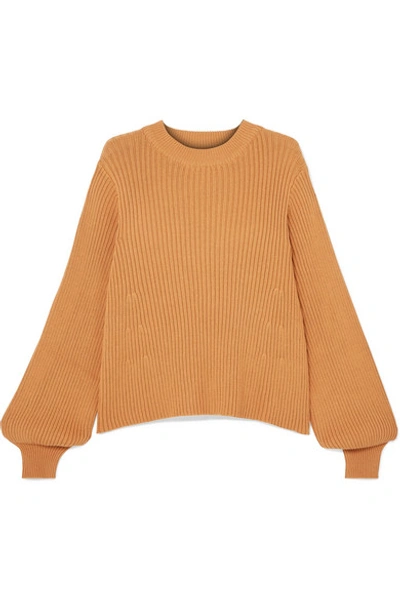 Shop L.f.markey Benji Ribbed Cotton Sweater In Camel