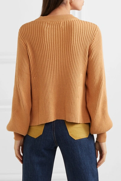 Shop L.f.markey Benji Ribbed Cotton Sweater In Camel