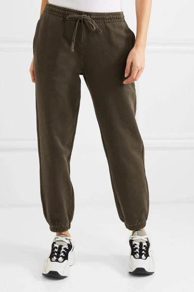 Shop Kith Trish Cotton-jersey Track Pants In Army Green