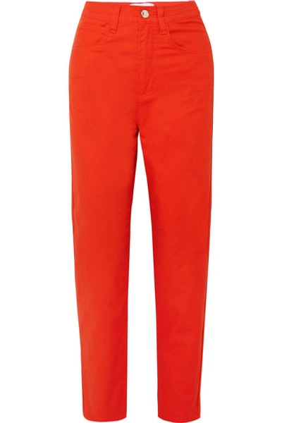 Shop L.f.markey Johnny High-rise Tapered Stretch Jeans In Tomato Red