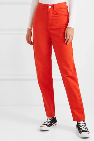 Shop L.f.markey Johnny High-rise Tapered Stretch Jeans In Tomato Red