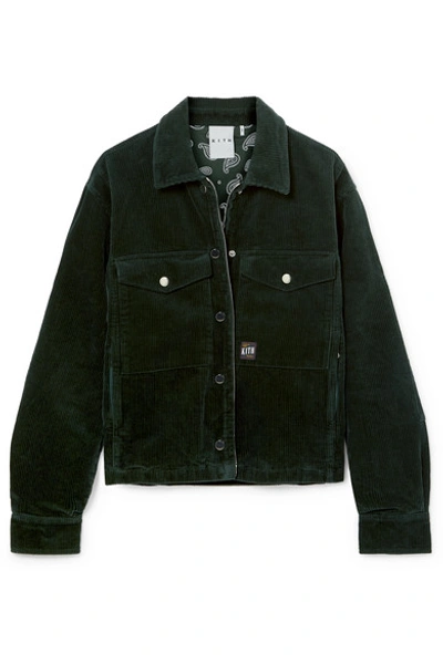 Shop Kith Maya Cotton-corduroy Jacket In Forest Green