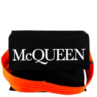 Shop Alexander Mcqueen Logo Print Shoulder Bag In Black