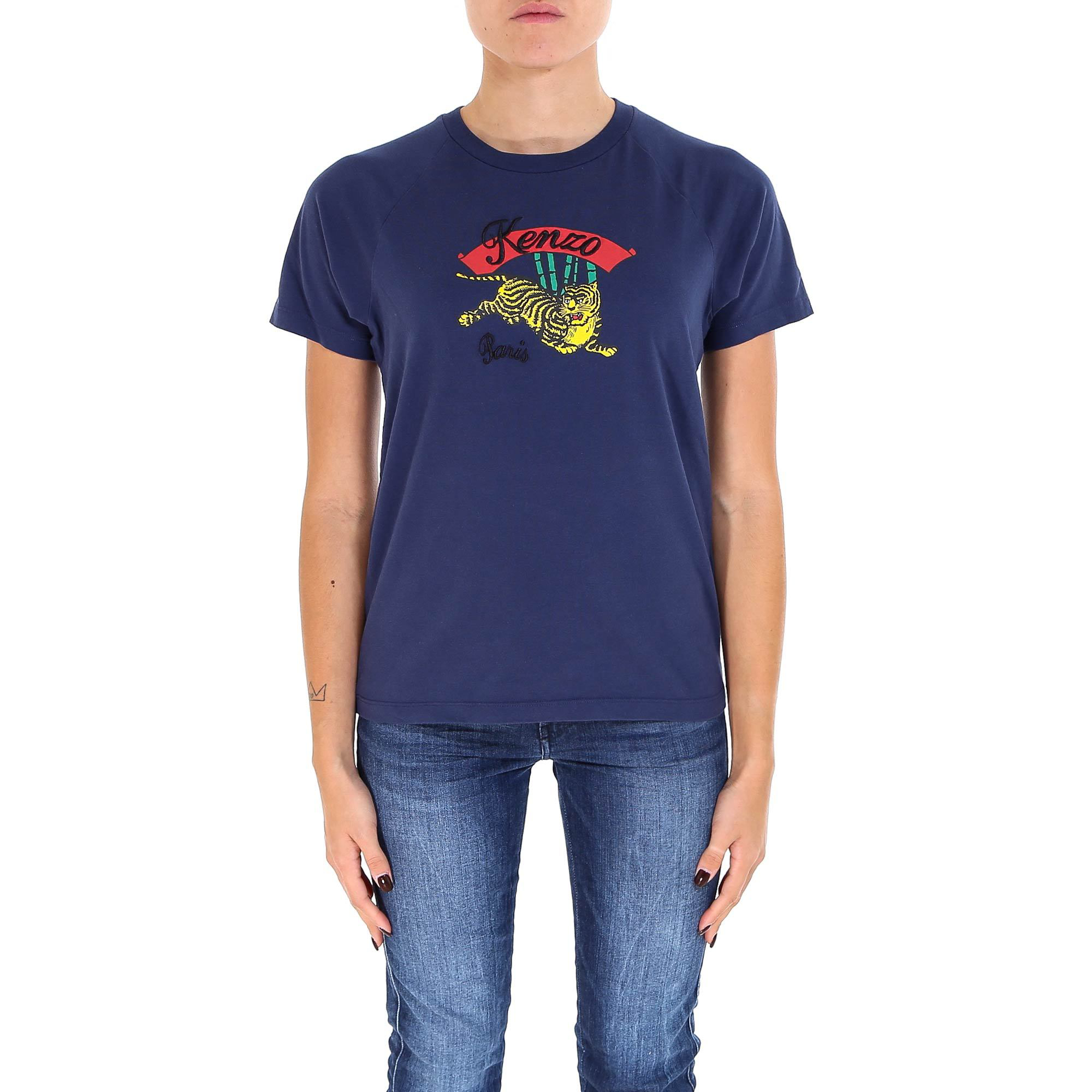 Kenzo Tiger Logo T In Blue Modesens