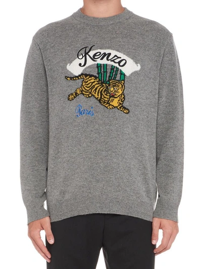 Shop Kenzo Jumping Tiger Sweater In Grey