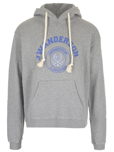 Shop Jw Anderson University Logo Print Hoodie In Grey