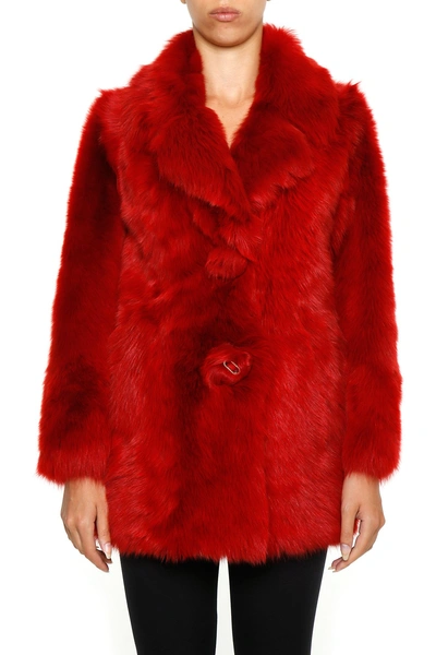 Shop Prada Shearling Coat In Red