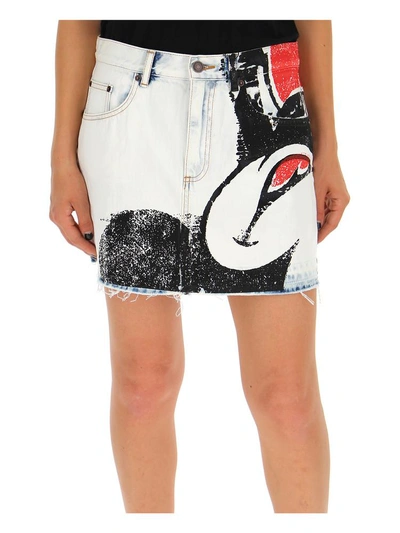 Shop Marc Jacobs Mickey Mouse Denim Skirt In Multi