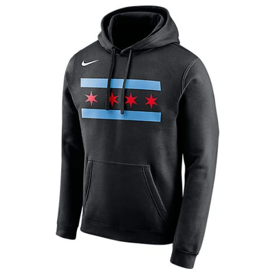Nike Men's Chicago Bulls Nba City Edition Logo Essential Hoodie, Black