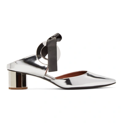 Proenza Schouler Spectra Tie-front Leather Mules In Silver | ModeSens