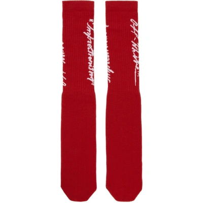 Shop Off-white Red And White Bubble Font Socks In Red/white