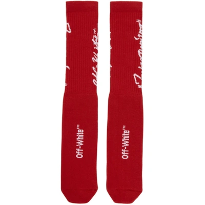 Shop Off-white Red And White Bubble Font Socks In Red/white