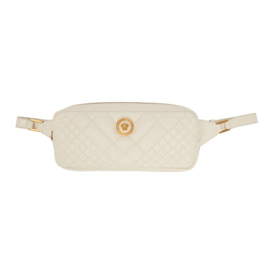 Shop Versace Off-white Quilted Medusa Tribute Belt Bag In K06ot White