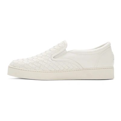 Shop Bottega Veneta White Intrecciato Sneakers In 9000-white