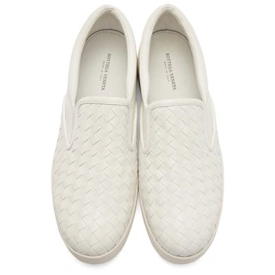 Shop Bottega Veneta White Intrecciato Sneakers In 9000-white