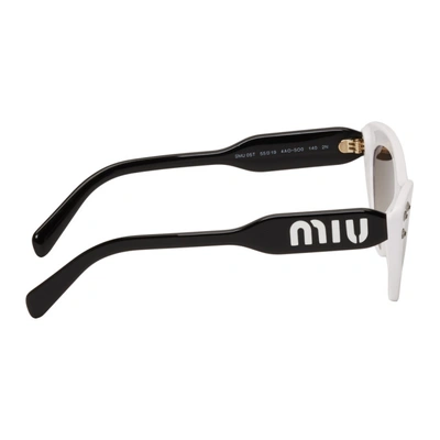 Shop Miu Miu White Logomania Cat-eye Sunglasses In 4ao5o0 Whit