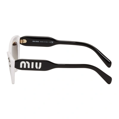 Shop Miu Miu White Logomania Cat-eye Sunglasses In 4ao5o0 Whit