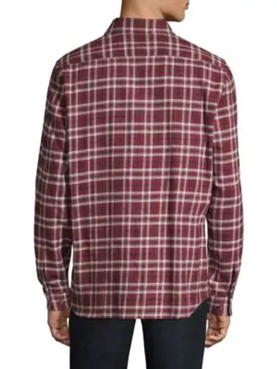 Shop Theory Cotton Flannel Plaid Shirt In Red