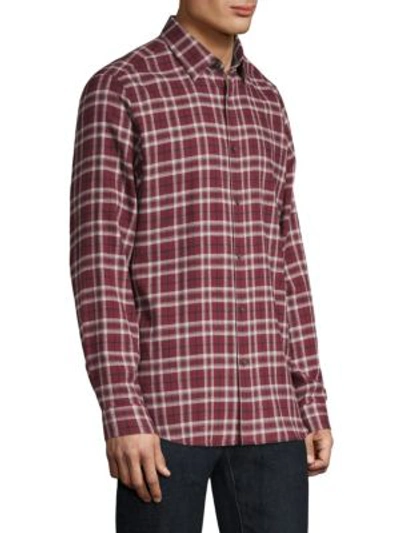 Shop Theory Cotton Flannel Plaid Shirt In Red