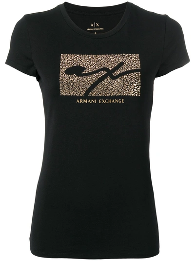 Shop Armani Exchange Beaded Detail T-shirt - Black