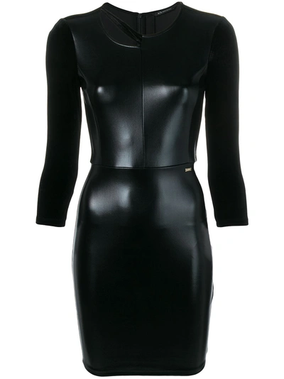 Shop Armani Exchange Fitted Mini Dress - Black
