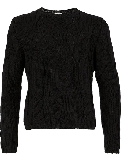 Shop Saint Laurent Braided Knit Sweater - Black