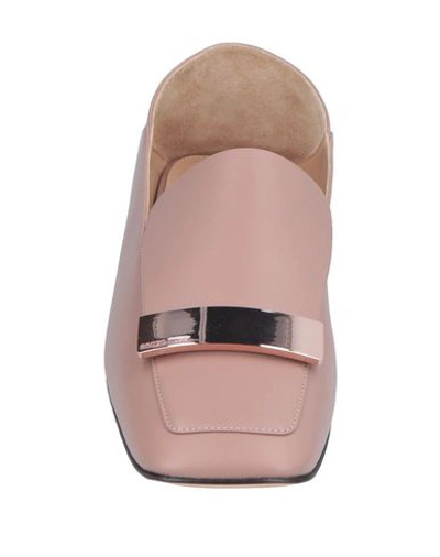 Shop Sergio Rossi Woman Loafers Blush Size 9 Soft Leather In Pink