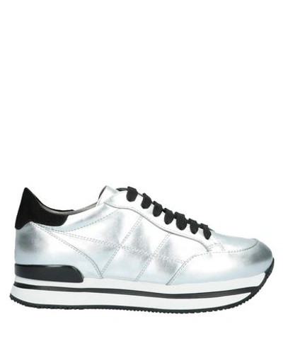 Shop Hogan Woman Sneakers Silver Size 5 Soft Leather