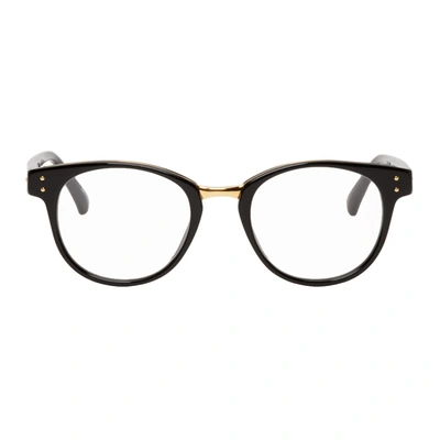 Shop Linda Farrow Luxe Black 581 C7 Glasses In Blk/yllwgld