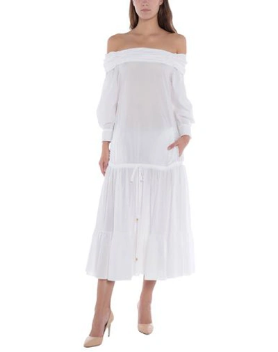 Shop Roberto Cavalli Midi Dress In White