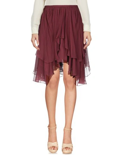 Shop Chloé Knee Length Skirt In Maroon
