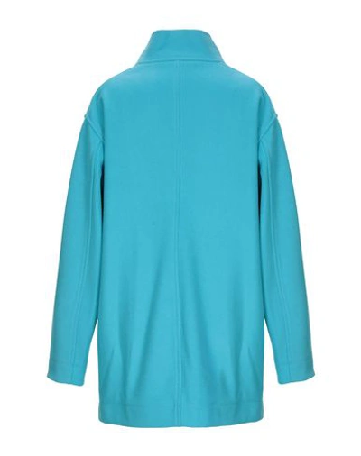 Shop Christopher Kane Coat In Turquoise