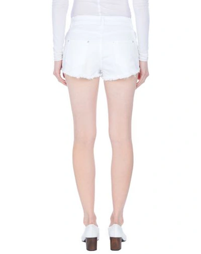 Shop Gcds Woman Denim Shorts White Size M Cotton, Elastane