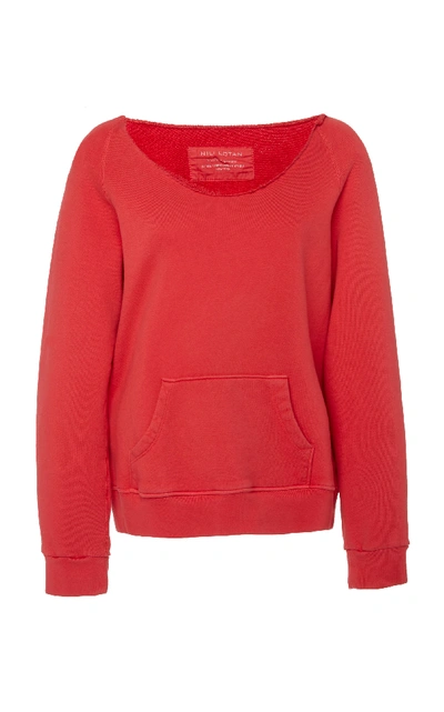 Shop Nl Collection Tiara Cotton Boatneck Sweatshirt In Red