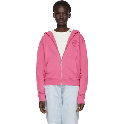 Shop Off-white Pink Cross Zip Hoodie In Fuchsia/fuc