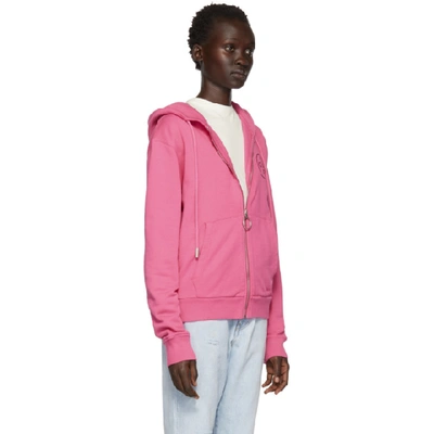 Shop Off-white Pink Cross Zip Hoodie In Fuchsia/fuc