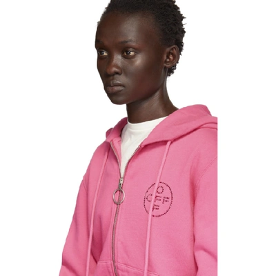 Shop Off-white Pink Cross Zip Hoodie In Fuchsia/fuc