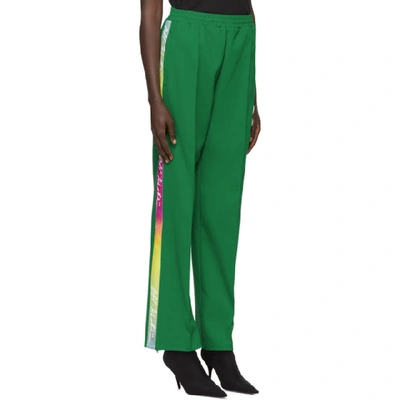 Shop Off-white Green Logo Tape Track Pants In Green/nocol