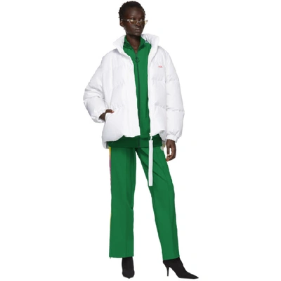 Shop Off-white Green Logo Tape Track Pants In Green/nocol