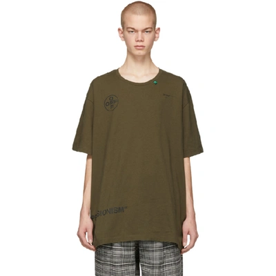 Shop Off-white Green Stencil Over T-shirt In Military/fu