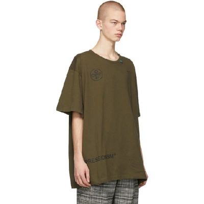 Shop Off-white Green Stencil Over T-shirt In Military/fu
